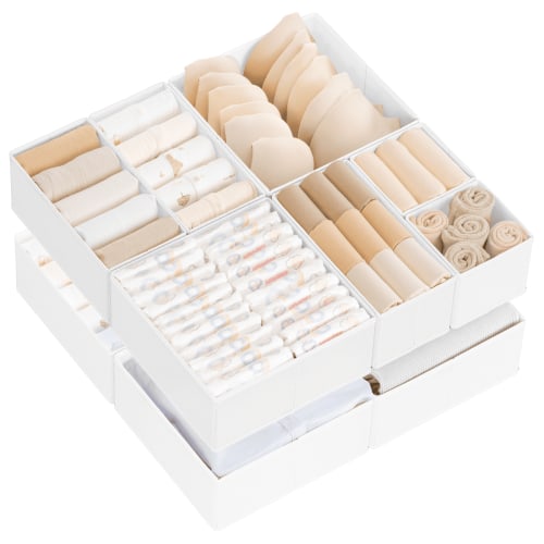 Criusia Drawer Organizer Clothes, Foldable Closet Organization and Storage for Nursery, Bedroom, white