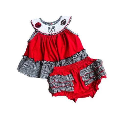 Smocked Bulldog Diaper Set