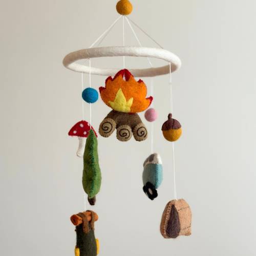 Camping Baby Mobile, Outdoor Adventure, Happy Camper Crib Mobile, Trees & Tent, Backpack, Mini Van,  Baby Shower&#39;s Gift, Unique Nursery Gift