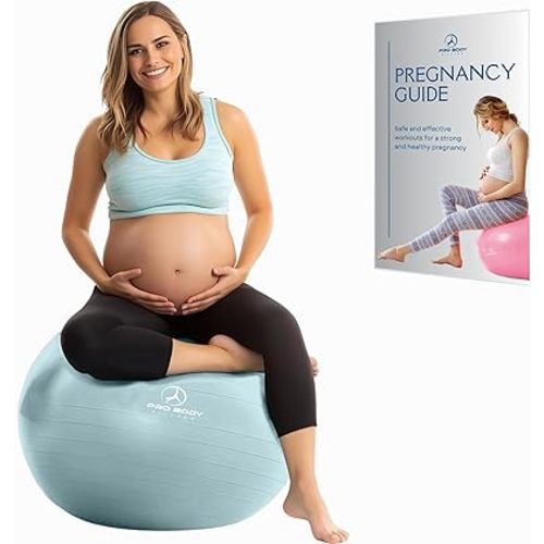 ProBody Pilates Pregnancy Ball - Yoga Ball for Pregnancy with Book, Prenatal, Labor & Postnatal Maternity Exercise