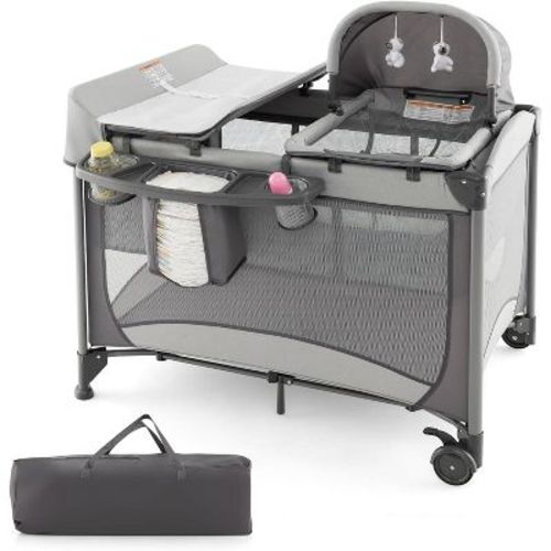 Infans 4-in-1 Convertible Portable Baby Playard Newborn Napper w/ Toys & Music Grey