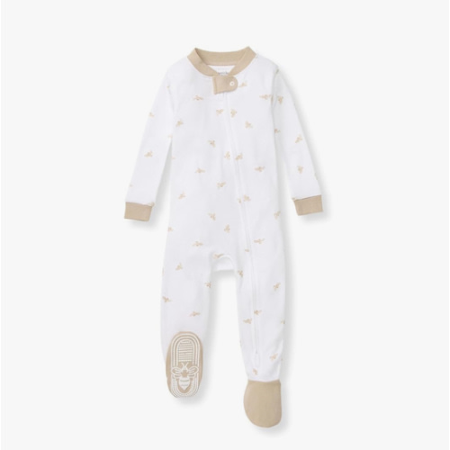 Burt's Bees Baby Baby Boy's Sleeper PJs, 100% Organic Cotton, Soft One-Piece Footie, Diagonal Zip Up Jumpsuit, Snug Fit Pajamas with Snap Tab, Golden Bee, 12 Months