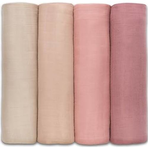 Comfy Cubs Muslin Swaddle Blankets Neutral Receiving Blanket Swaddling, Wrap for Boys and Girls, Baby Essentials, Registry & Gift (Cream, Blush, Bold Blush, Mauve)