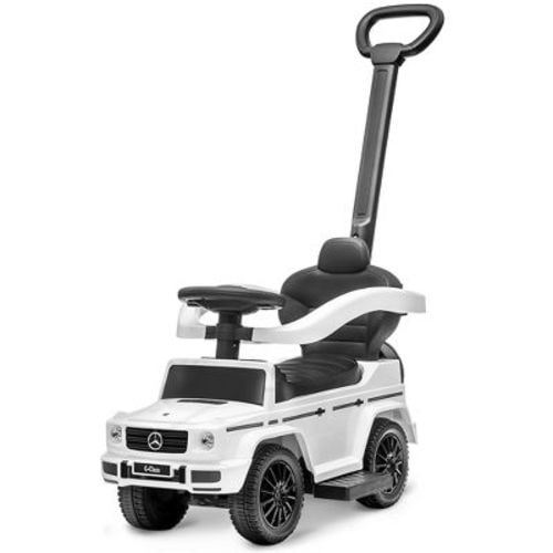 Best Ride On Cars Kids Outdoor Stroller Mercedes G-Wagon 3-in-1 Push Car with Detachable Handle, Safety Rails, and Working Horn, White
