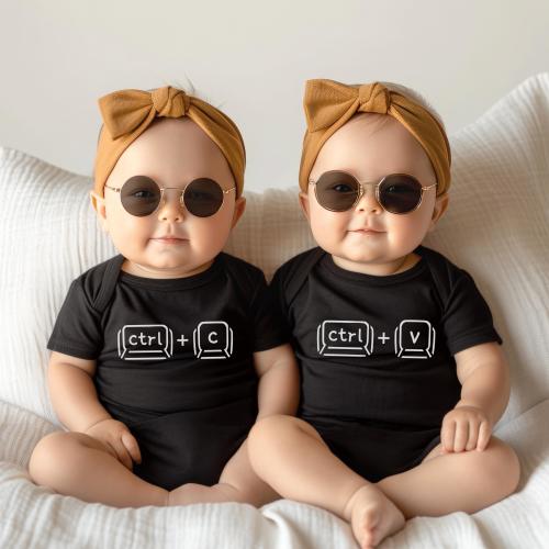 Twin Matching Outfit-Black 3-6M