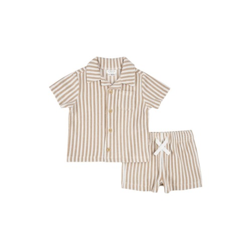 Stripe Terry Camp Shirt & Shorts Set