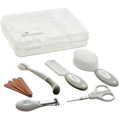 Dreambaby Essential 10pc Baby Grooming Kit, Newborn Safety Care Set with Brush, Comb, Toothbrush, Nail Clippers, Nail Scissors, Emory Boards and Storage Case