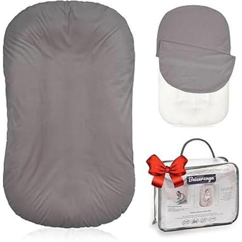 Baby Lounger - Snuggle Cozy Me Infant Lounger for Newborns | Flannel Cover, Breathable Soft, Portable Awake-Time Pad, Essential Baby Gift -Grey