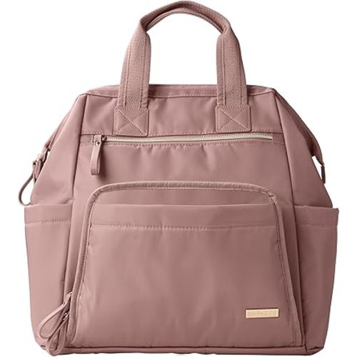 Skip Hop Diaper Bag Backpack: Mainframe Large Capacity Wide Open Structure with Changing Pad & Stroller Attachement, Dusty Rose