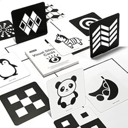 beiens High Contrast Baby Flashcards, Newborn Brain Development Toys, Visual Stimulation Learning Activity Cards, 20 PCs 40 Pages 5.5'' x 5.5'' Educational Infants Gift