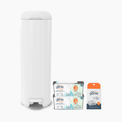 Platinum Stainless Steel Diaper Pail Bundle (2 Easy Roll Refill Bags + 5 Carbon Filters)