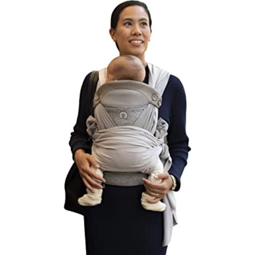 Boppy Baby Carrier - ComfyChic, Pearl Gray, Hybrid Wrap, 4 Carrying Positions, 0m+ 8-35lbs, Soft Yoga-Inspired Fabric With Integrated Storage Pouch