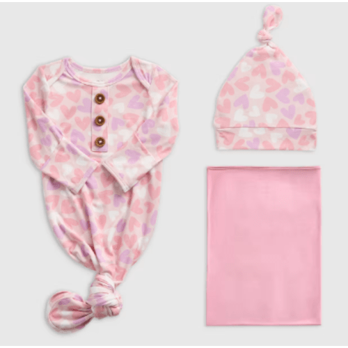 Bamboo Gown, Hat & Swaddle Layette Bundle - Baby Girl