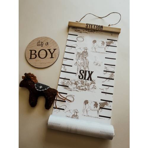 LIMITED EDITION Wild West Canvas Growth Chart | Western Wall Hanging | Kids room canvas wall hanging