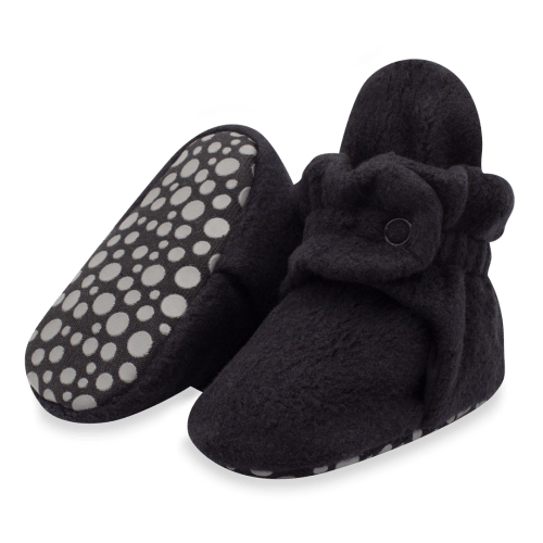 Zutano Cozie Fleece Stay-On Baby Bootie Slipper - Black