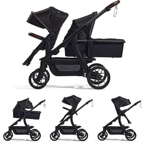 Momcozy ChangeGo Baby Stroller, Convertible Single-to-Double-to-Wagon Stroller with 23 Configurations, Bassinet and Seat Included, Large PU Wheels, All-Wheel Suspension & Extendable UPF50+ Canopy