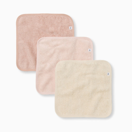 Organic Cotton Woven Terry Solid Washcloths (3 Pack) - Pink Solid