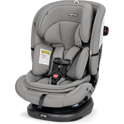 Peg Perego Primo Viaggio All-in-One Convertible Car Seat – Newborn to 10+ Years – 5-120 lbs – Height Adjustable & Slim, 100% FR-Free, Made in Italy, Mercury (Grey)