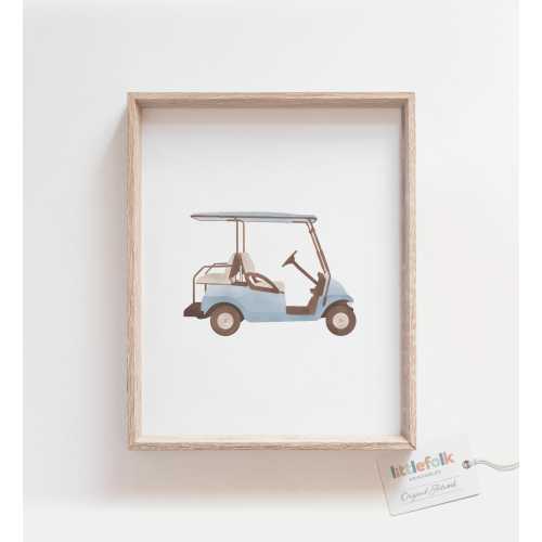 Vintage Golf Cart Print, Blue Golf Cart Wall Art, Printable Travel Wall Art, Golf Nursery Decor, Boys Room Decor, DIGITAL DOWNLOAD