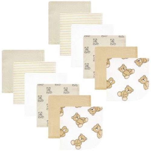 Hudson Baby Flannel Cotton Washcloths, Teddy Bears 12 Pack, One Size