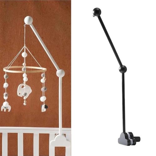 Hanging Wooden Baby Crib Mobile Arm, Baby Mobile Holder Arm, Mobile Arm for Crib, Strong Slip Attachment Wooden Nursery Accessories Bed Decor Bell (Black)