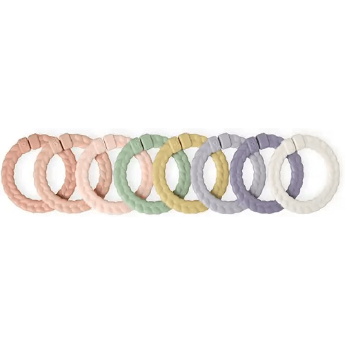 Itzy Ritzy Linking Ring Set; Set of 8 Braided, Pink Rainbow