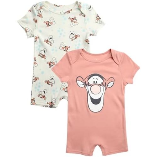Disney Baby Boys Romper - 2 Pack Short Sleeve Baby Jumpsuit with Snap Closure - Cozy Baby Bodysuit for Boys (Newborn/Infant)