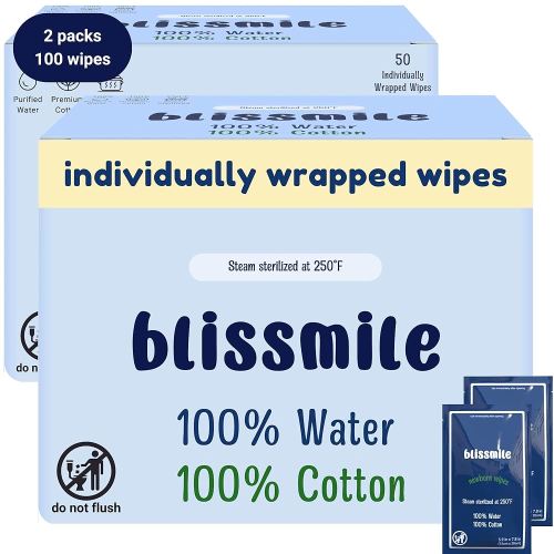 Mini Travel Wipes - 100% Water - Individually Wrapped - For Hand, Face & Body - Unscented Wet Wipes for Adults & Kids, Baby with Sensitive Skin - Feminine Wipes for Women, On the Go Essentials, 100 ct