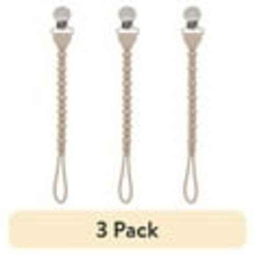 (3 pack) Itzy Ritzy Sweetie Strap Beaded Silicone Pacifier Clip, Unisex, Toast