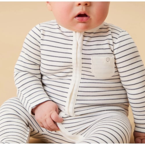 Clever Zip Sleepsuit Grey Stripe (0-3 Months)