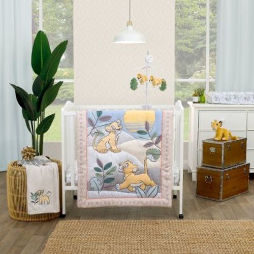 Disney Lion King Leader Of The Pack Taupe And Green 3 Piece Nursery Mini Crib Bedding Set - Comforter And Two Fitted Mini Crib Sheets