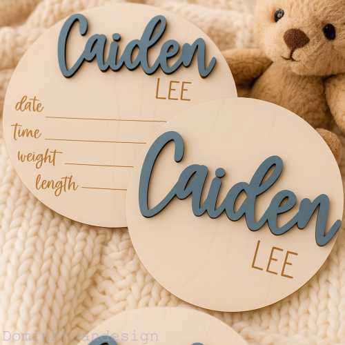 Personalized Baby Birth Announcement Sign Baby Name Sign for Hospital Wooden Birth Stat Sign Custom 3D Newborn Baby Photo Prop Newborn Photo