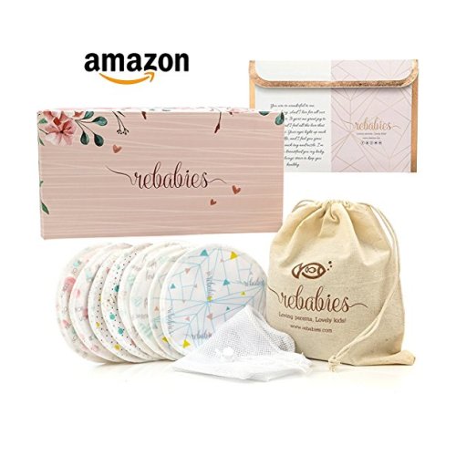 Best Nursing Pads for Breastfeeding Moms, Eco-Friendly Organic Bamboo No-Leak Bra Pads, Reusable, Washable, & Super Absorbent, Includes 4 Overnight & 4 Regular Pads, Awesome Baby Shower Gift (8 Pack)