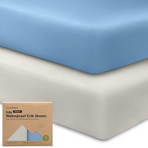 2-Pack Waterproof Crib Sheets for Boys, Girls - Viscose Derived from Bamboo Crib Sheets Neutral, Crib Mattress Protector Sheet, Soft Toddler Bed Sheets, Fitted Baby Crib Sheets Girl, Boy(Slate)