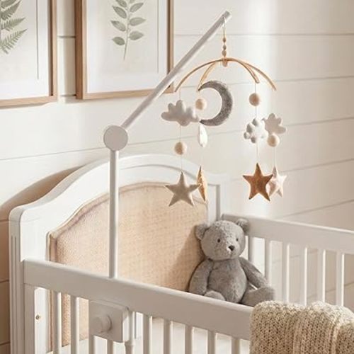 White Wooden Baby Mobile Arm – Adjustable Crib Mobile Holder for Nursery Decor – Easy-to-Mount Support for Hanging Baby Accessories – Homezy