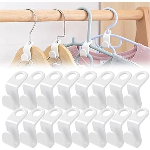 50 PCS Hanger Connector Hooks, Space Saving Hangers, Closet Hanging Organizer for College Dorm Room Essentials, Thickening Upgrade (White-50 Pcs)