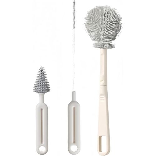 Bottle Brush Set Baby Bottle Cleaner Kit wtih Silicone Brush Nipples Brush Straw Brush Water Bottle Cleaning Tools for Breast Pumps Sippy Cup Glassware