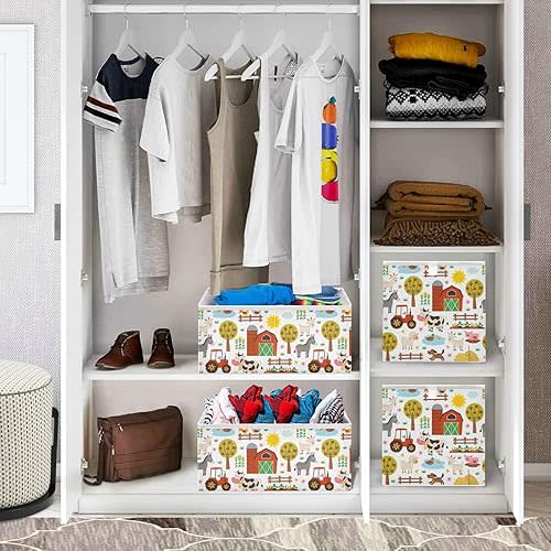 Kigai Colorful Airplanes Cube Storage Bin, Large Foldable Organizer Basket for Toys, Shelves, Laundry, Nursery -15.8 x 10.6 x 7 in