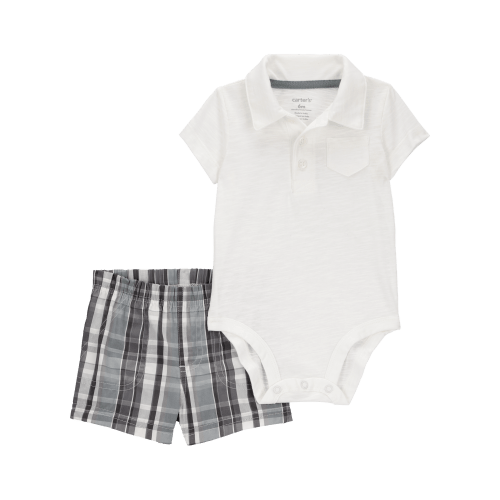 Baby 2-Piece Polo Bodysuit & Plaid Short Set - Carter's | Carter's