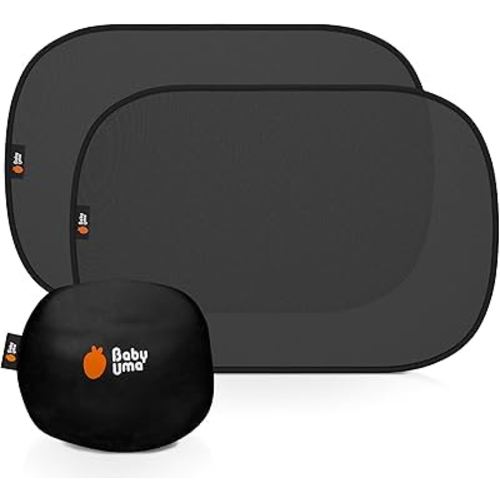 Baby Uma Car Window Shades (2 Pack) - 18.9″ × 12″, UPF 50+ Car Window Covers, 99% UVB + 94% UVA Protection, Sun Shade (+ Travel Pouch)