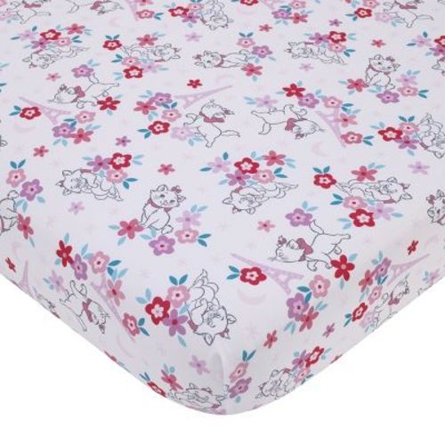 NoJo Disney Aristocats Pink, White, and Teal, Marie Super Soft Nursery Fitted Crib Sheet