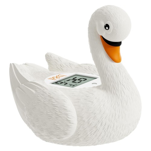 b&h Baby Bath Thermometer, White Swan Shaped Baby Safe Floating Bath Thermometer - Easy to Read Screen - Reliable Temperature Readings