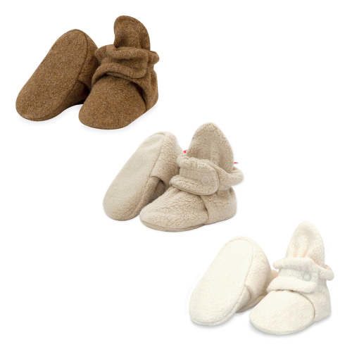 Cozie Fleece Baby Bootie 3 Pack - Heather Mocha/Khaki/Cream – Zutano