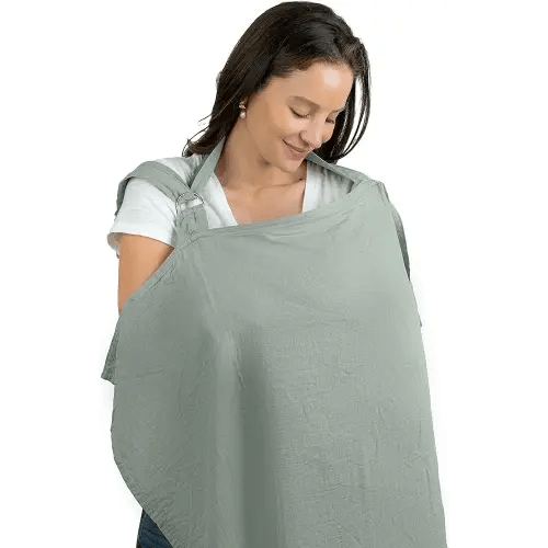 Comfy Cubs Muslin Nursing Cover for Baby Breastfeeding, Soft & Breathable Cotton Breastfeeding Cover for Mom with Rigid Hoop for Mother Nursing Apron (Fern)