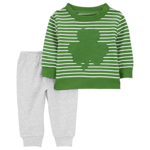 Baby 2-Piece St. Patrick's Day Top & Pant Set - Style,Green/Heather