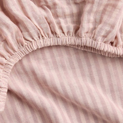 Supersoft Striped Lilac Rose Organic Cotton Gauze Baby Crib Fitted Sheet