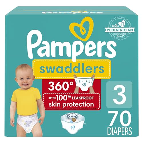 Pampers Diapers - Swaddlers 360 - Size 3, 70 Count, for up to 100% Leakproof Premium Skin Protection