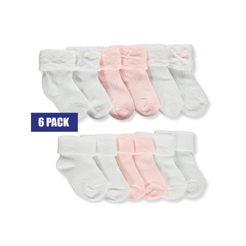 Koala Baby Baby Girls' 6-Pack Fancy Socks - white/pink, 6 - 12 months