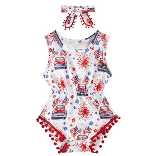 UNICOMIDEA Baby Girls Outfit Newborn Romper Jumpsuits Sleeveless One-Piece Clothes 0-24 Months Bodysuit with Headband