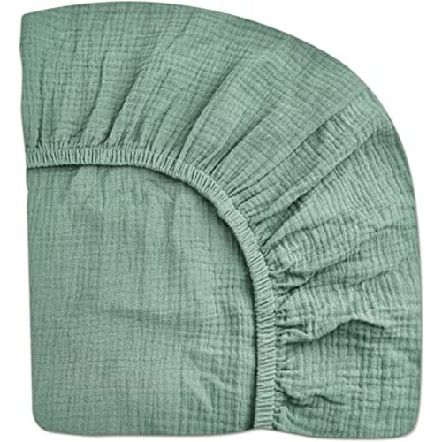Mini Crib Sheets for Baby Boy Girl, Neutral Mini Crib Mattress Sheet 24" x 38", Muslin Nursery Bedding Soft and Breathable Comfort(Roman Green)